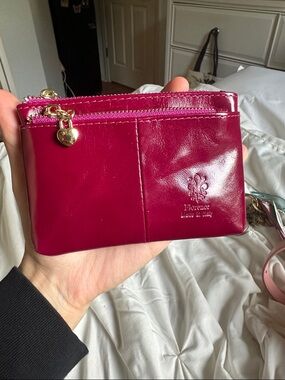 Made in Italy Petite Leather Zip Pouch - Magenta Pink
